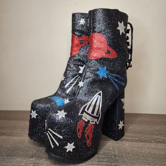 Current Mood Platform Boots Space Invasion Dolls Kill Goth Punk Womens 8 - Picture 5 of 16